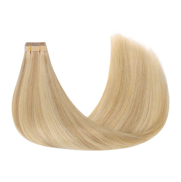 Light Blonde Highlighted Golden Blonde (16/22A) Tape in Hair Extensions