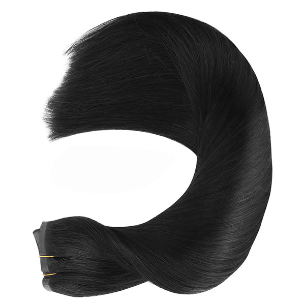 Jet Black (1) Seamless Clip In Hair Extensions
