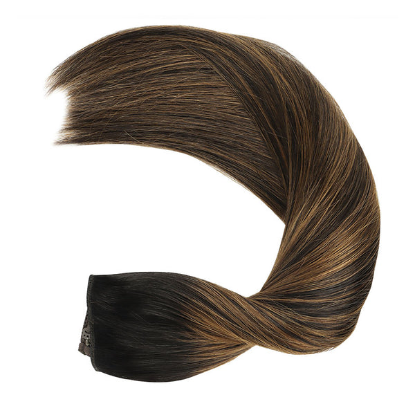 Balayage Natural Black to Chestnut Brown (1B/6/1B) Wire Hair Extensions (2 Extra Clip Wefts)