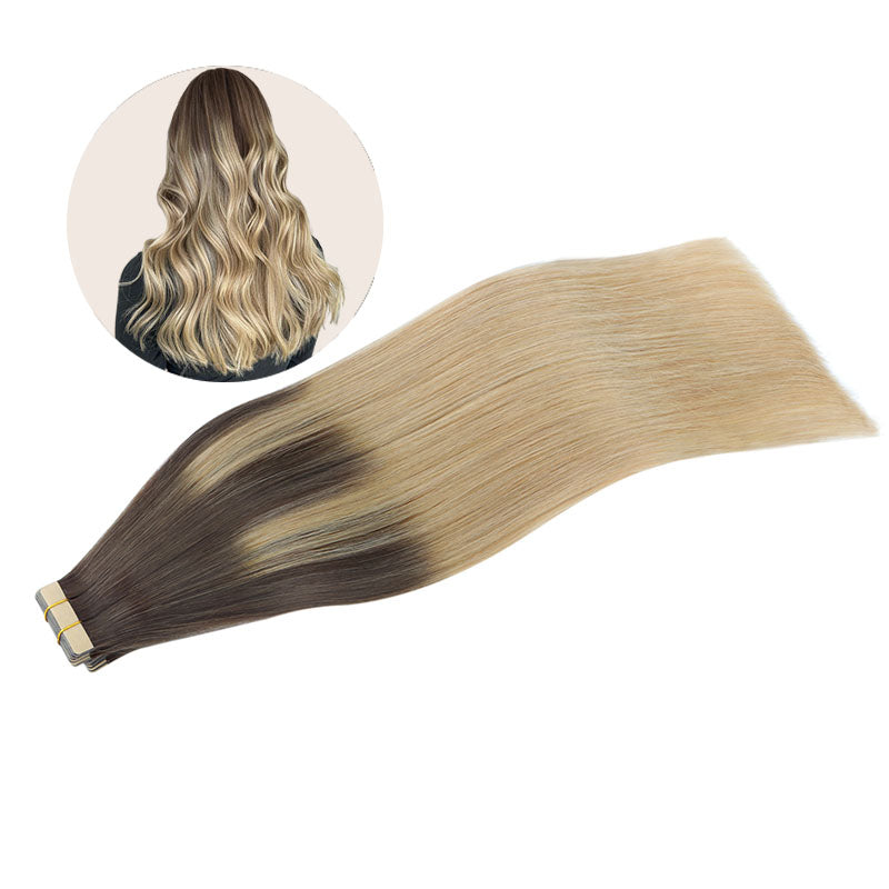 Balayage Chocolate Brown to Dirty Blonde (4/18) Tape in Hair  display picture 1