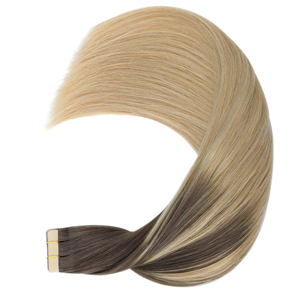 Balayage Chocolate Brown to Dirty Blonde (4/18) Tape in Hair Extensions