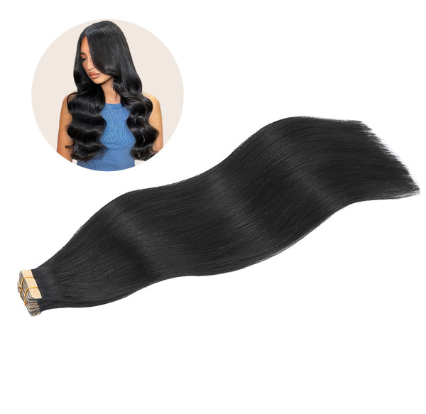Jet Black (1) Tape in Hair Extensions