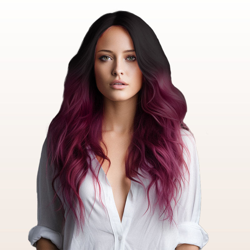 Ombre Jet Black to Burgundy (1/99J) Tape in Hair Extensions