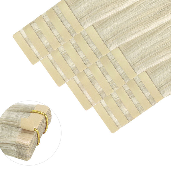 Ash Blonde Highlighted Platinum Blonde (17A/60A) Tape in Hair Extensions