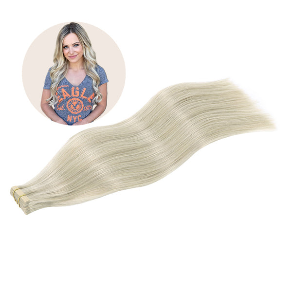 Ash Blonde Highlighted Platinum Blonde (17A/60A) Tape in Hair Extensions