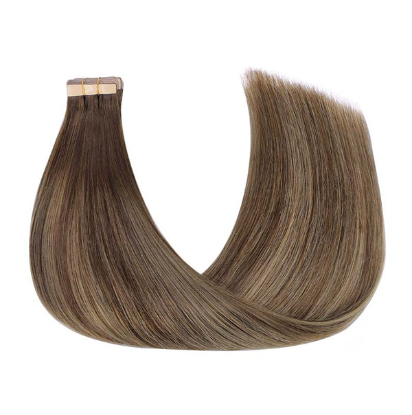 Balayage Chocolate Brown to Honey Blonde (4/26/4) Tape in Hair Extensions