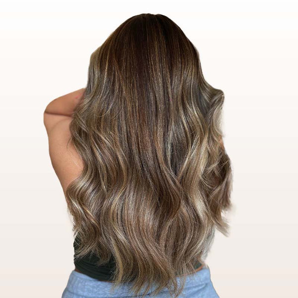 Balayage Chocolate Brown to Honey Blonde (4/26/4) Tape in Hair Extensions