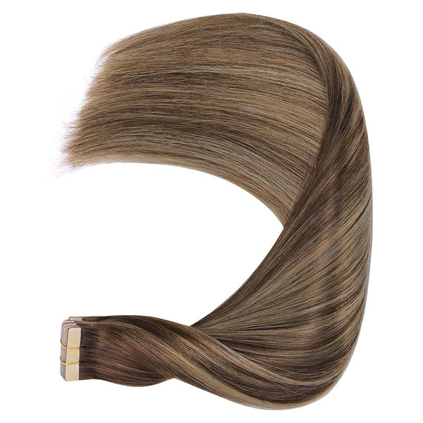 Balayage Chocolate Brown to Honey Blonde (4/26/4) Tape in Hair Extensions
