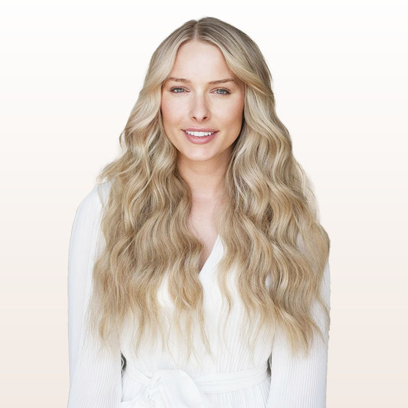 Dirty Blonde Highlighted Bleach Blonde (18A/613A) Tape in Hair Extensi ...