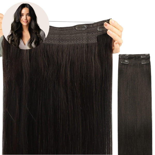 Dark Brown (2) Wire Hair Extensions (2 Extra Clip Wefts)