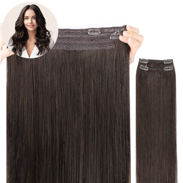 Light Dark Brown (2A) Wire Hair Extensions (2 Extra Clip Wefts)