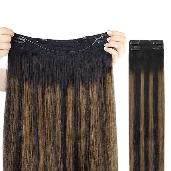 Balayage Natural Black to Chestnut Brown (1B/6/1B) Wire Hair Extensions (2 Extra Clip Wefts)