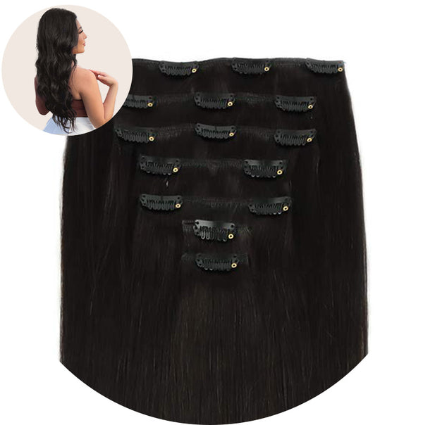 Natural Black (1B) Classic Clip in Hair Extensions (120g)