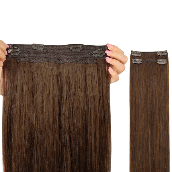 Chocolate Brown (4) Wire Hair Extensions (2 Extra Clip Wefts)