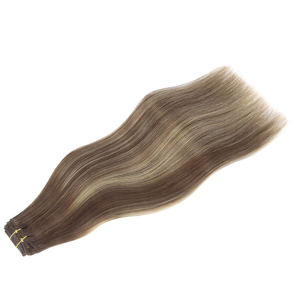 Balayage Chocolate Brown to Honey Blonde (4/26/4) Classic Clip in Hair Extensions (120g)