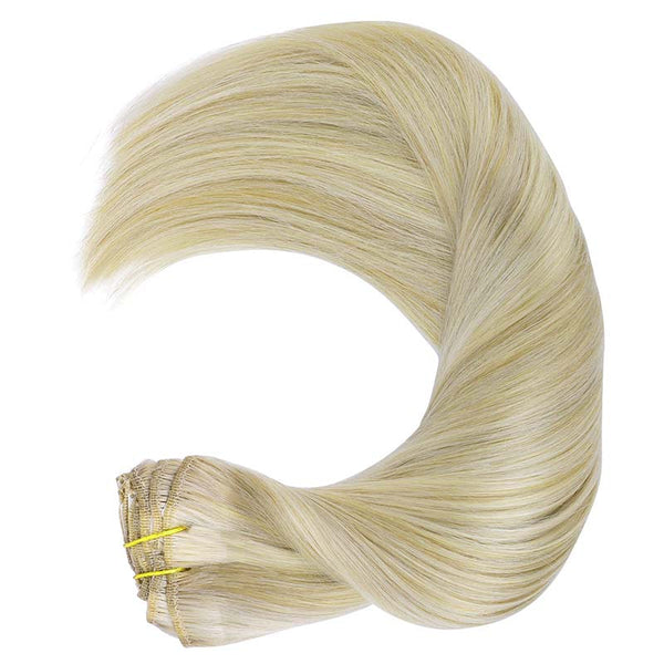 Ash Blonde Highlighted Platinum Blonde (17A/60A) Classic Clip in Hair Extensions (120g)