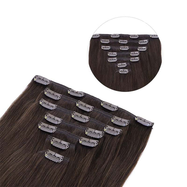 Light Dark Brown (2A) Classic Clip in Hair Extensions (120g)