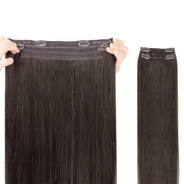 Light Dark Brown (2A) Wire Hair Extensions (2 Extra Clip Wefts)