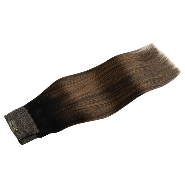 Balayage Natural Black to Chestnut Brown (1B/6/1B) Wire Hair Extensions (2 Extra Clip Wefts)