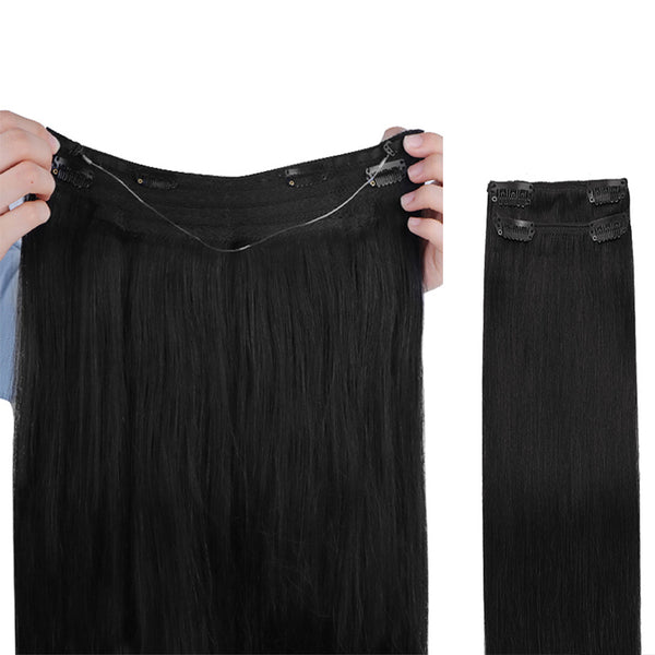 Jet Black (1) Wire Hair Extensions (2 Extra Clip Wefts)