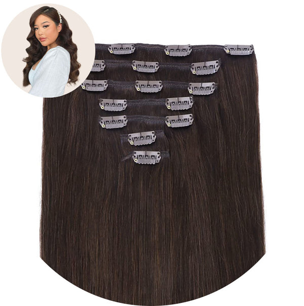 Light Dark Brown (2A) Classic Clip in Hair Extensions (120g)