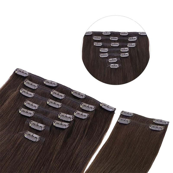Light Dark Brown (2A) Clip in Hair Extensions (150g)