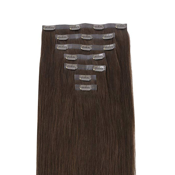 Light Dark Brown (2A) Seamless Clip In Hair Extensions