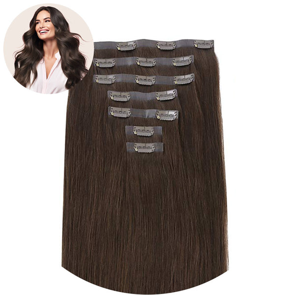 Light Dark Brown (2A) Seamless Clip In Hair Extensions