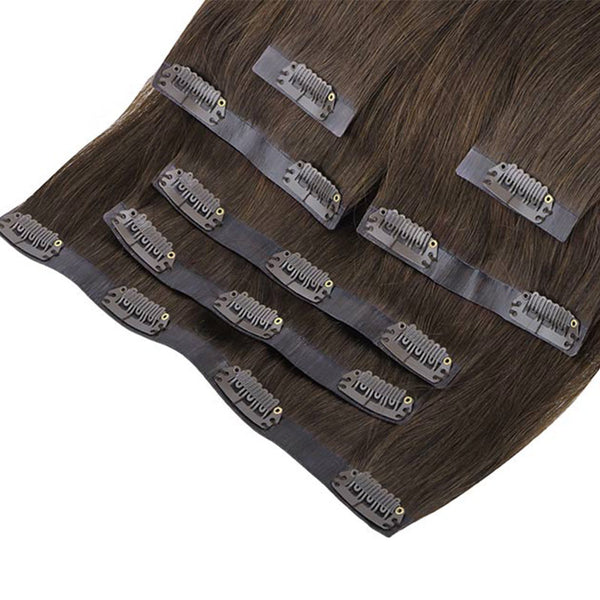 Light Dark Brown (2A) Seamless Clip In Hair Extensions