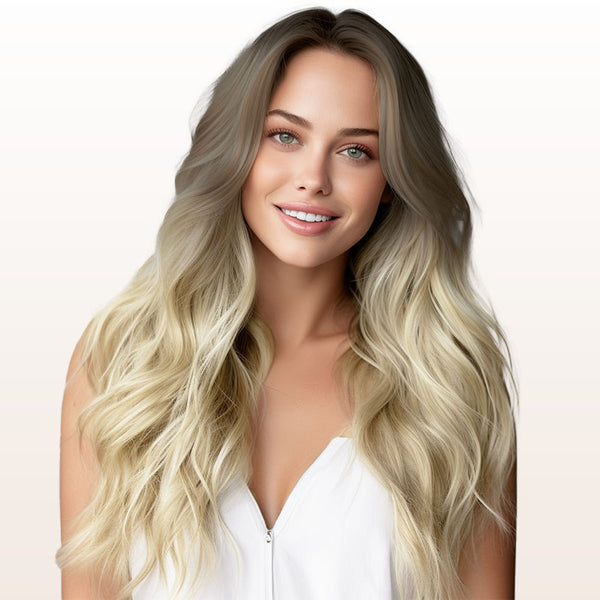 Ombre Sandy Brown to Platinum Blonde (9/60) Clip in Hair Extensions (150g)