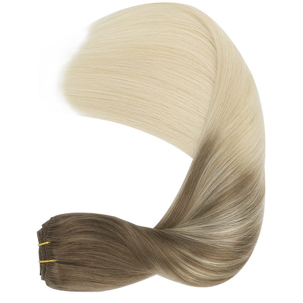 Ombre Sandy Brown to Platinum Blonde (9/60) Clip in Hair Extensions (150g)
