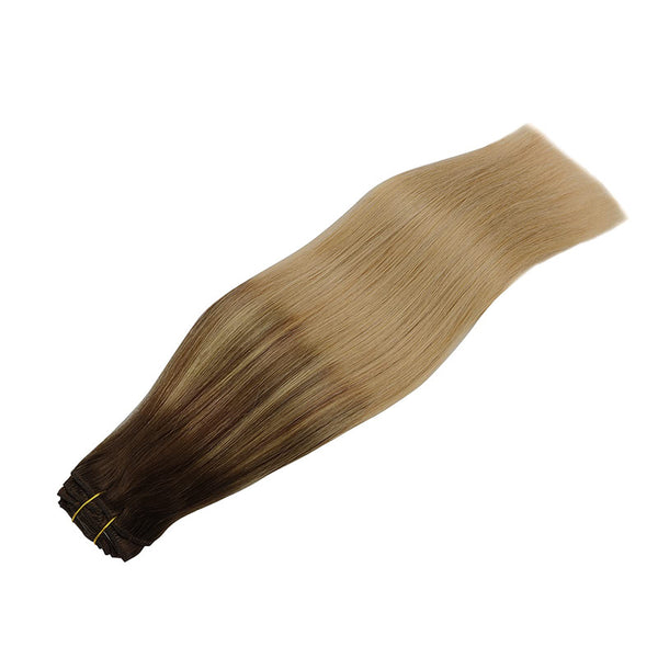 Balayage Chocolate Brown to Dirty Blonde (4/18) Clip in Hair Extensions (150g)