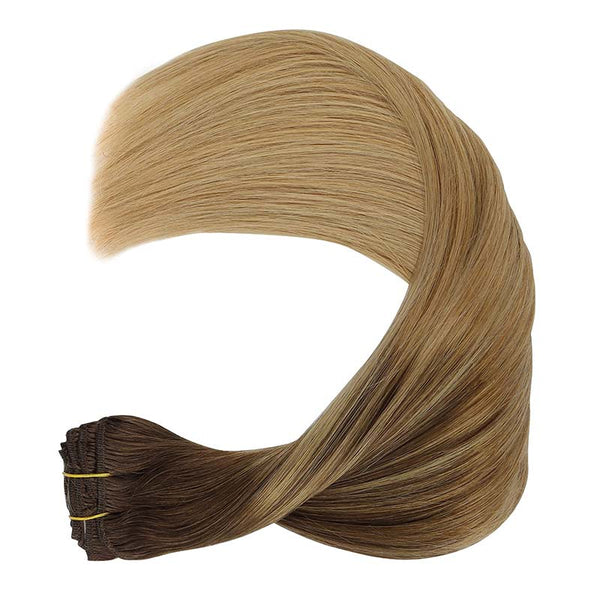 Balayage Chocolate Brown to Dirty Blonde (4/18) Clip in Hair Extensions (150g)