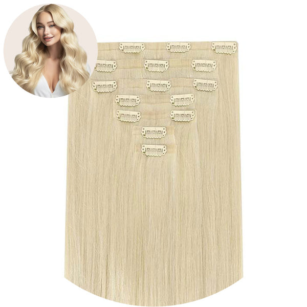Bleach Blonde (613R) Seamless Clip In Hair Extensions