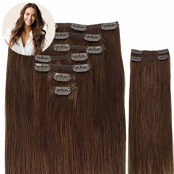 Chocolate Brown (4A) Clip in Hair Extensions (150g)