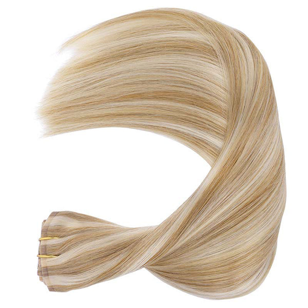 Dirty Blonde Highlighted Bleach Blonde (18A/613A) Seamless Clip In Hair Extensions