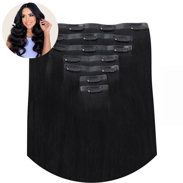 Jet Black (1) Seamless Clip In Hair Extensions