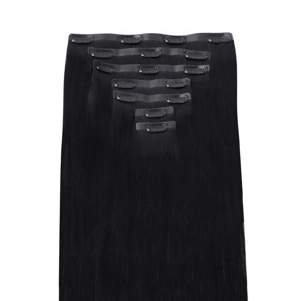 Jet Black (1) Seamless Clip In Hair Extensions
